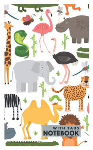 Notebook with Tabs: Lined - Journal Organizer Medium with Alphabetical Tabs Printed | Animals Cover Design small 5” x 8” (Notebook)