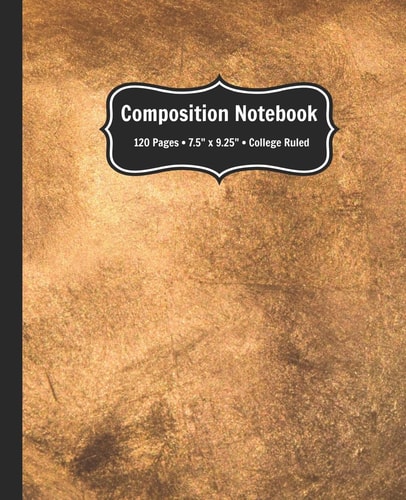 Composition Notebook: College Ruled Lined Notebook with Vintage Gold Effect Cover