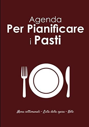 Agenda per pianificare i pasti: v1-10 Perfetta per pianificatore dei pasti per l'intera settimana | scrivere una lista della spesa per ogni pasto | ... con piatto e posate viola (Italian Edition)