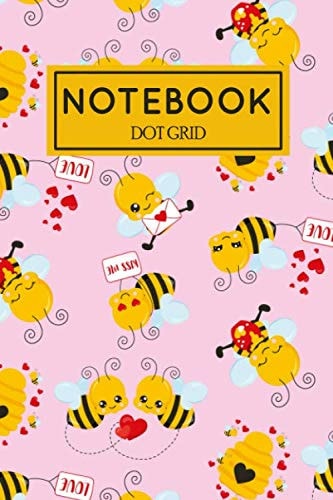 Bee Dotted Notebook Journal 6x9 120 Pages Lovely Bee Dotted Grid Bullet Paper, Bee Notebook to Write In, Personal Use, School, Home, College, Gifts for Women,Men, Couples, Lovers, Wife, Teen, Kids, Birthday, Husband, Family