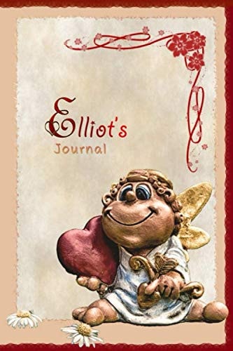 Elliot's Journal: Pretty Personalised Name Journal Notebook Gift For Women and Girls with the theme of Love (Valentines Day Cupid Angel), flip through the pages to see beating heart animation