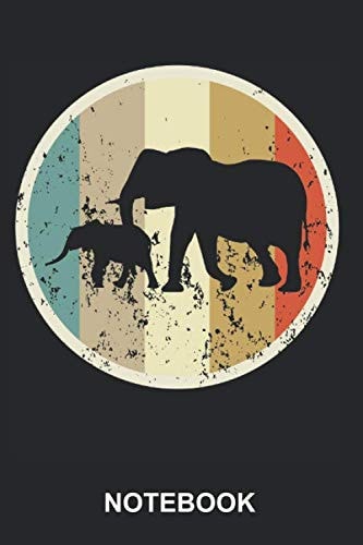 Notebook: Elephant Africa India Cute Animal Retro Vintage Grunge Style | Diary, Notebook and Journal | Size 6" x 9" | 120 Dot Grid Pages | Softcover | Dotted White Paper