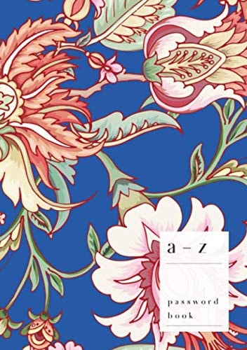 A-Z Password Book: A5 Medium Password Notebook with A-Z Alphabet Index | Large Print Format | Tropical Fantasy Flower Design | Blue