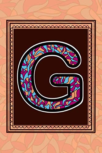 G Monogrammed Journal Notebook for Women and Girls, Alphabet G, 6x9, 120 Pages