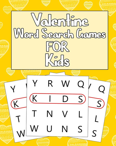 Valentine Word Search Games For Kids Activity Book For Kids - Birthday Party Word Search For Kids - Birthday Or Valentine Gift
