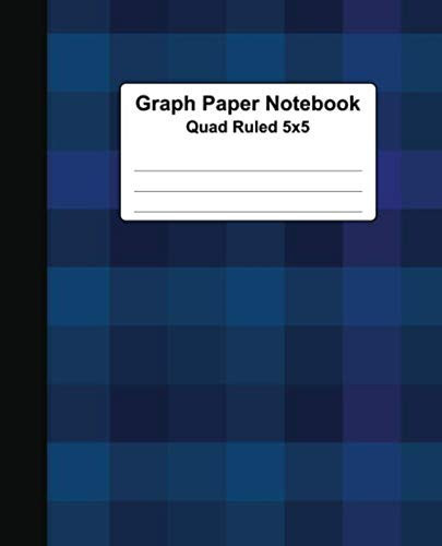 Graph Paper Notebook: Blue Plaid Quad Ruled 5x5 Grid Paper Composition Notebook For Math and Science Students