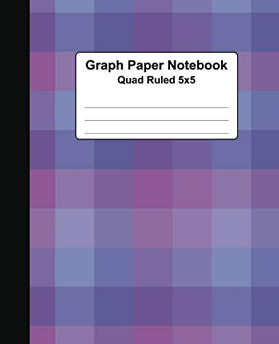 Graph Paper Notebook: Purple Plaid Quad Ruled 5x5 Grid Paper Composition Notebook For Math and Science Students
