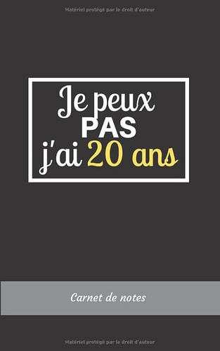 Je peux pas j'ai 20ans Carnet de Notes: Journal | Cahier ligné de 112 pages | Format 12,7 x 20,3cm | Cadeau d'anniversaire homme fille femme garçon (French Edition)