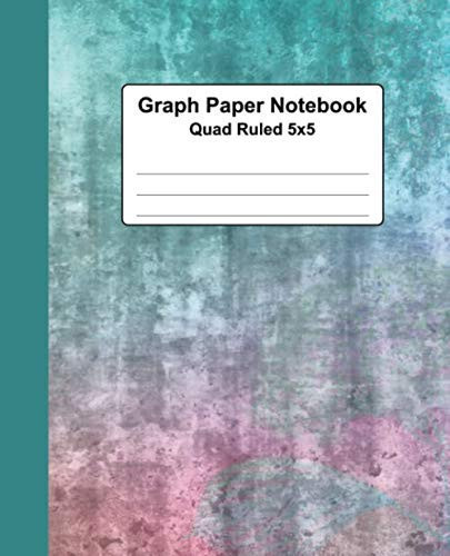 Graph Paper Notebook: Distressed Watercolor Quad Ruled 5x5 Grid Paper Composition Notebook For Math and Science Students