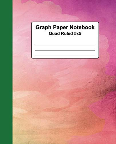 Graph Paper Notebook: Floral Watercolor Quad Ruled 5x5 Grid Paper Composition Notebook For Math and Science Students