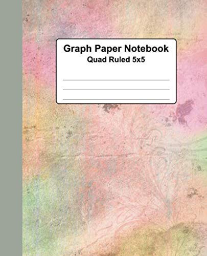 Graph Paper Notebook: Pastel Distressed Quad Ruled 5x5 Grid Paper Composition Notebook For Math and Science Students