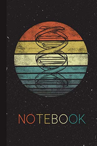 Notebook: DNA Genetics Gifts Retro Sunset Science Blank Lined Notebook for Men, Women and Kids Present For Biology Genealogy PGenealogy Lover Journal for Him Her on Christmas Birthday