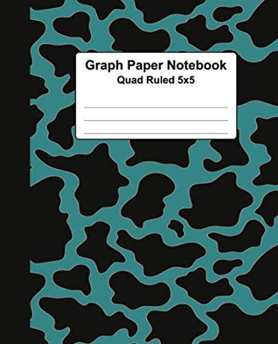 Graph Paper Notebook: Blue and Black Animal Print Quad Ruled 5x5 Grid Paper Composition Notebook For Math and Science Students
