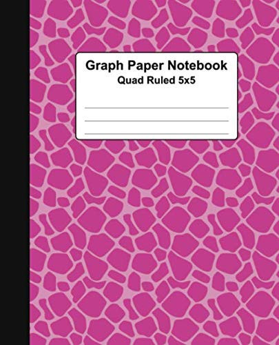 Graph Paper Notebook: Bright Pink And Black Animal Print Quad Ruled 5x5 Grid Paper Composition Notebook For Math and Science Students