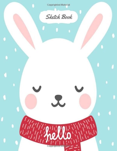 Hello Rabbit Sketch Book: Lovely Rabbit Cover, Sketch Book For Girls.100 Pages, Size 8.5" x 11" For Drawing, Sketching, Doodling or Writing.