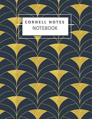 Cornell Notes Notebook Note-Taking Method for Academic Success - Art Deco Navy Blue