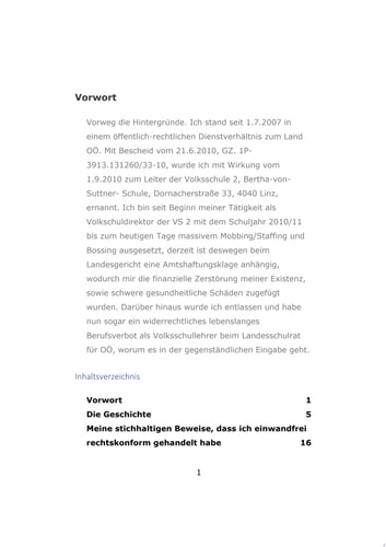 "BESCHWERDEVERBOT" beim Europäischen Gerichtshof für Menschenrechte Volksschuldirektor wird als "Querulant" bezeichnet! Beschwerden "missbräuchlich", "unbegründet", "querulatorisch" "unzulässig"!