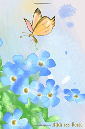 Address Book Yellow Butterfly with Blue Flower | Organizer Your All Address Notebook with Anniversaries and Birthdays Large Print for Elderly