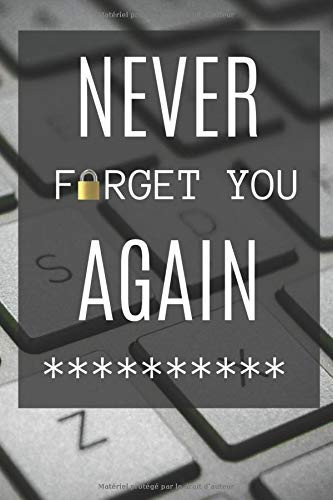 Never forget you again: Je ne t'oublierais plus jamais - Carnet de mot-de-passe - 55 pages - 6 X 9 po (French Edition)