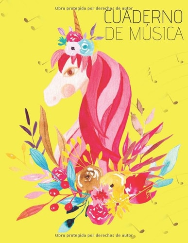 Cuaderno de música unicornio: Libreta Notación Musical,12 pentagramas por pagina (Spanish Edition)