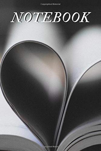 Lined Notebook (Diary, Journal) for Women and Girls, 110 Pages, 6x9, Black with White Hearts