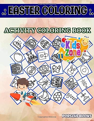 Easter Coloring Activity and Coloring Book 35 Coloring for 3 Year Old Girl Heart, Rabbit, Easter Bunny, Easter Bunny, Easter Egg, Easter Egg, Wreath, Cake Image Quiz Words and Coloring Book