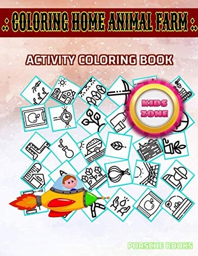 Coloring Home Animal Farm Activity Coloring Book 50 Image for Black Girls Milkbottle, Barn, Farm, Shears, Shears, Onion, Onion, Location Image Quiz Words and Coloring Book