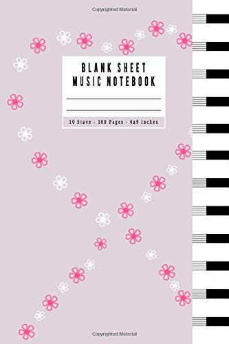 Blank Sheet Music Notebook: Music Notebook, Manuscript Paper, 10 Stave, With 6"×9" in, 100 pages, Music Note, Pink Cover