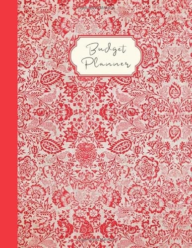 Budget Planner Monthly Financial Organizer for Women Red Damask