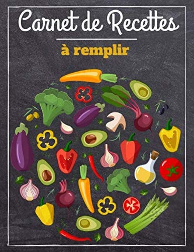 Carnet de Recettes a Remplir Livre de Recettes de Cuisine de 117 Pages | 55 Recettes | 2 Pages Par Recette l Grand Format : 21,59 X 27,94 Cm
