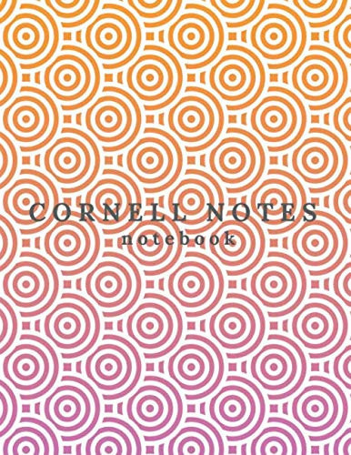 Cornell Notes Notebook Note Taking System for School and University , 100 Pages [8. 5 X 11 ] , College Ruled Lines - Orange and Magenta Pastel Circle Pattern