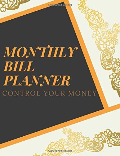 Monthly Bill Planner: Control Your Money: Personal And Business Accounting Ledger Book With Gold Flowers For Mom, Women And Girl (Financial Organizer Budget Notebook)
