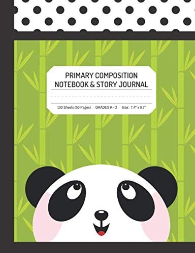 Primary Composition Notebook and Story Journal | Baby Panda Bear: Grades K-2 | 100 Lined Sheets | Size 7.4" x 9.7" (Cottage Path Press Coloring Activity Books for Kids)