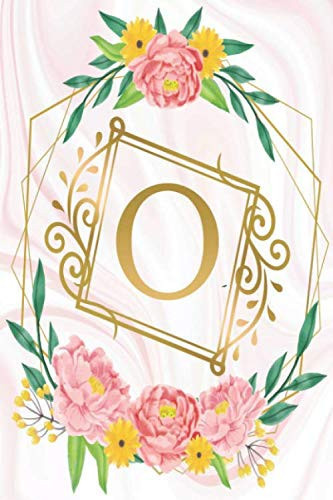 O: Name Initial Handwriting Book Floral Pink Marble Gold Monogram Letter O Personalized 6x9 Inch Handwriting Practice Paper for Girls