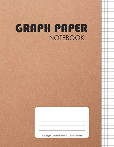 Graph Paper Notebook: 100 Pages/Quad Ruled 1/4 inch 4x4 Grid, 8.5x11 inches