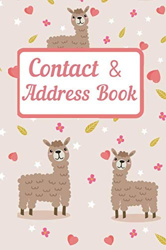 Contact & Address Book: Personal Contact Journal Organizer for Addresses, Phone Numbers, Email and Notes, Business Contact Book for Home or Office ( Cute Llama Design)