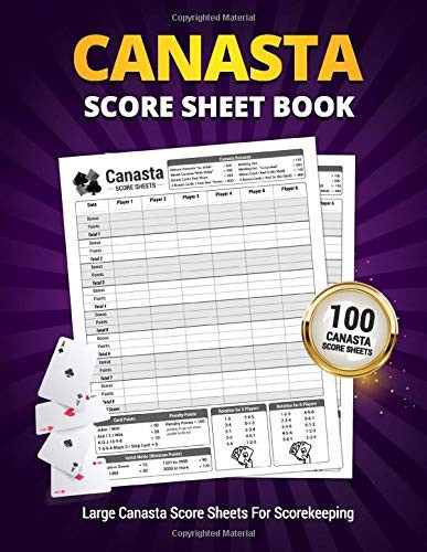 Canasta Score Sheet Book 100 Large Score Sheets for Scorekeeping | Personal Canasta Cards Game Score Record Book