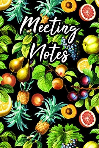 Meeting Notes: Secretary Meeting Notes Business Organizer Tropical Fruits Notebook With Action Items For Meetings - Coworker & Colleague Gift