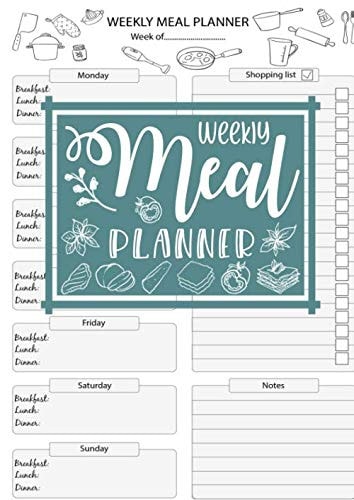 Weekly Meal Planner Notebook Family Meal Planner Board Wih Grocery List / Daily Food Log with 52 Weeks of Menu Planning