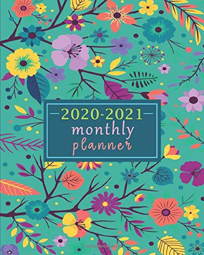 2020-2021 Monthly Planner for Women: Simple Planner 2020-2021 - Green Floral Two Years Monthly Planner - 24 Months Simple Planner for Women - January to December