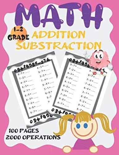 MATH ADDITION SUBSTRACTION: addition substraction practice workbook | single digit math workbook 100 pages 2000 operations 1-2 grades | Double Digit ... Subtraction Workbook | school zone workbooks