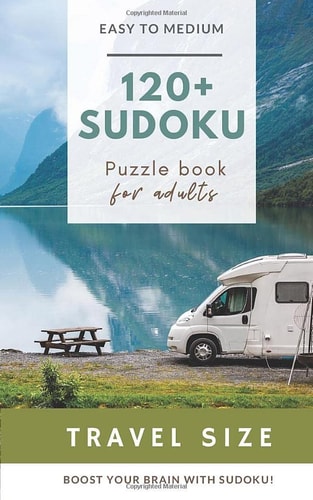 Sudoku Travel Size: for Adults and camper lovers. Easy to medium. Small Sudoku puzzle books with solutions. Travel friendly
