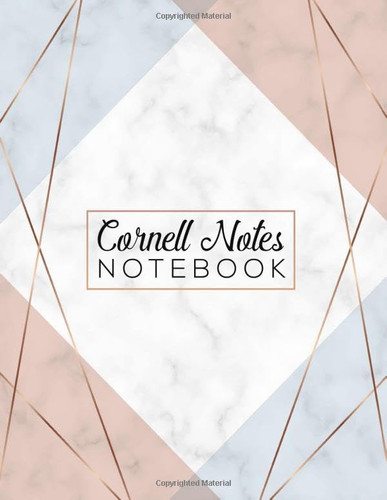 Cornell System Notes Notebook: Geometric Large College Ruled Notebook Note Taking Method For School and University Students - Pink Copper Foil