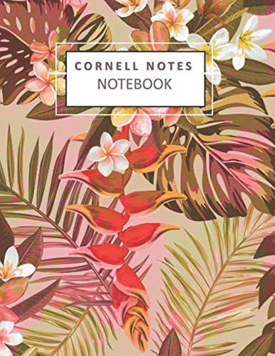 Cornell Notes Notebook Note-Taking Method for Academic Success - Tropical Floral Palm Leaves Notebook