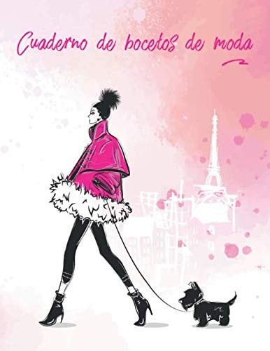 Cuaderno de bocetos de moda: 100 plantillas de modelos femeninas para diseñar tu ropa (Spanish Edition)