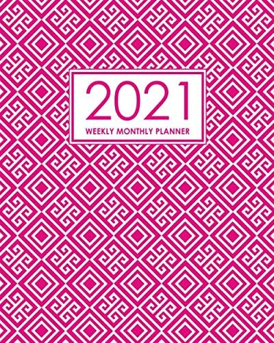 2021 Weekly Monthly Planner Desk Diary 2021 - Appointment Diary 2021 - Daily Organiser Planner 2021 - Graphic Pink Cover