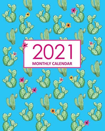 2021 Monthly Calendar Desk Diary 2021 - Appointment Diary 2021 - Daily Organiser Planner 2021 - Cactus Cover