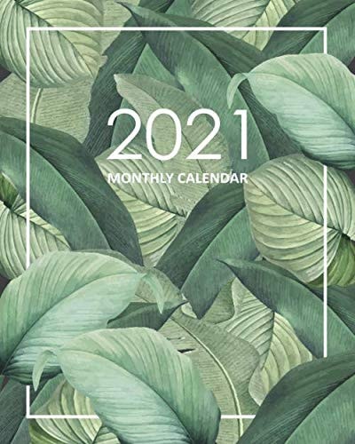 2021 Monthly Calendar Desk Diary - Appointment Diary - Daily Organiser Planner - Tropical Leaves Plants