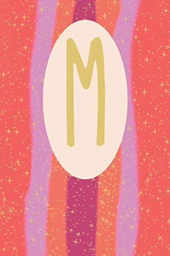 M: Monogram Initial M Lined Notebook with Cute Artistic Stars Cover Note Book Journal for Girls & Women