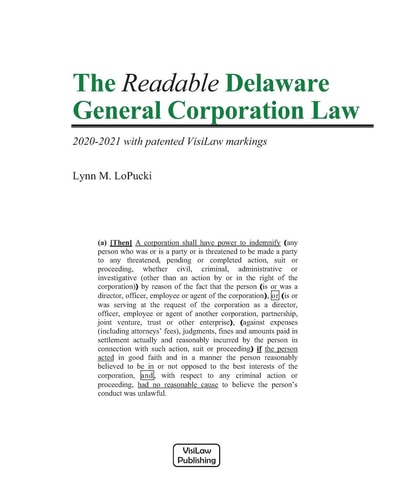 The Readable Delaware General Corporation Law 2020-2021 with VisiLaw Markings